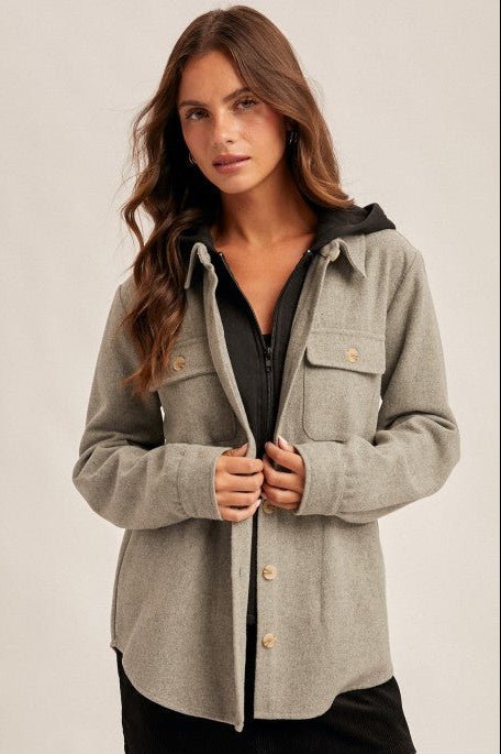 Hooded Gray & Black Shacket - The Nines