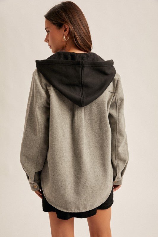 Hooded Gray & Black Shacket - The Nines