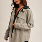 Hooded Gray & Black Shacket - The Nines