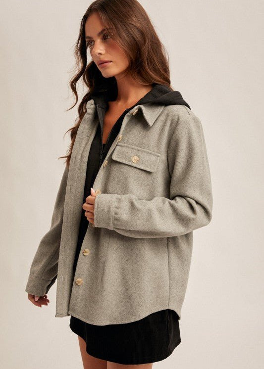 Hooded Gray & Black Shacket - The Nines