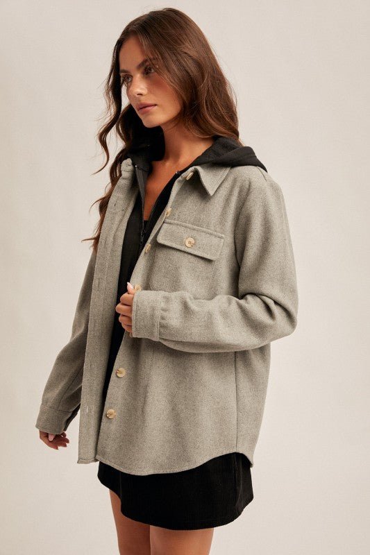 Hooded Gray & Black Shacket - The Nines