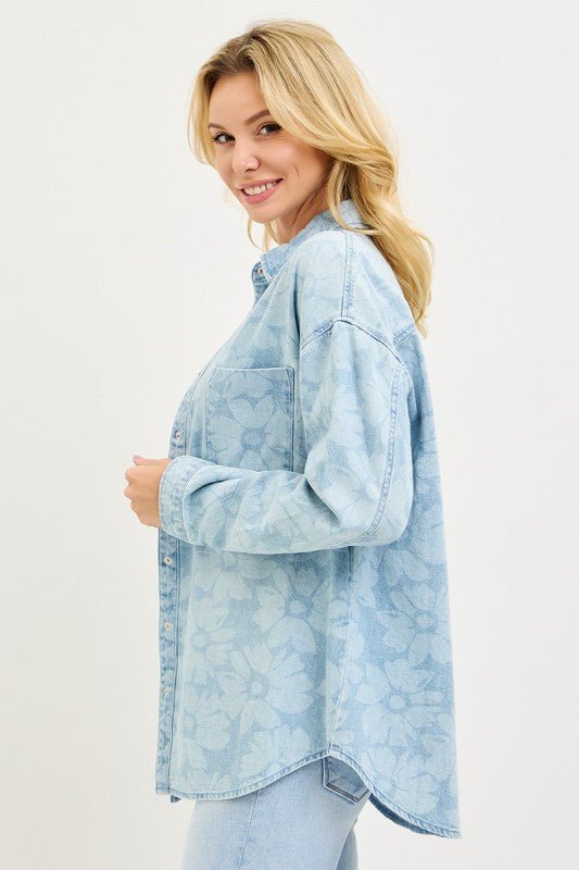 Risen Floral Light Denim Shirt - The Nines