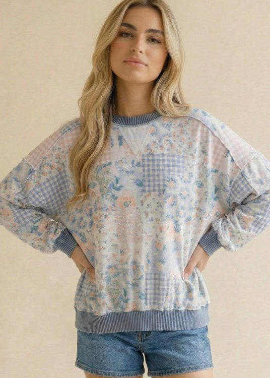 Oversized Patchwork Top - 2 colors! - The Nines