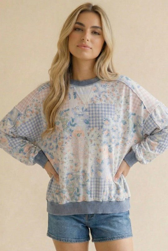 Oversized Patchwork Top - 2 colors! - The Nines