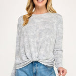 Subtle Heathered Light Gray Camo Twist Top - The Nines
