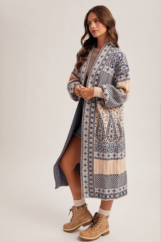 Navy Paisley Duster Cardigan - The Nines