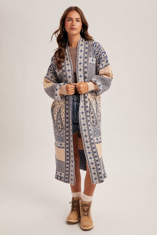 Navy Paisley Duster Cardigan - The Nines