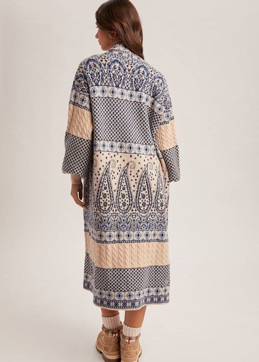 Navy Paisley Duster Cardigan - The Nines