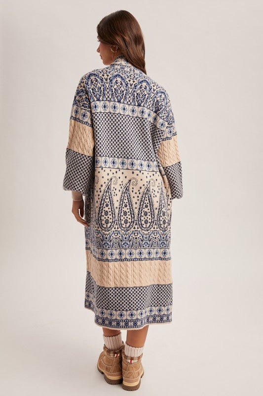Navy Paisley Duster Cardigan - The Nines