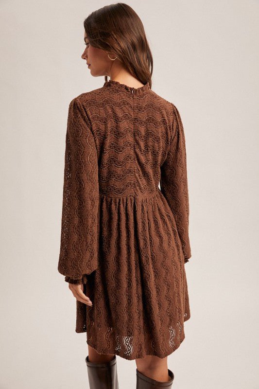 Brushed Lace Dark Mocha Dress - The Nines