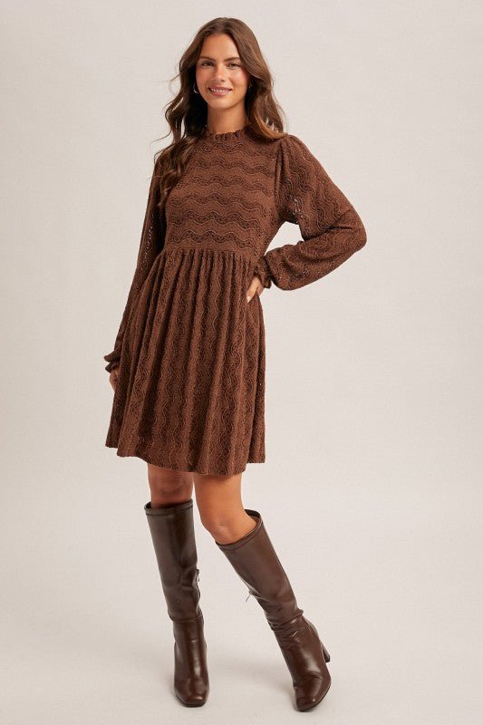 Brushed Lace Dark Mocha Dress - The Nines