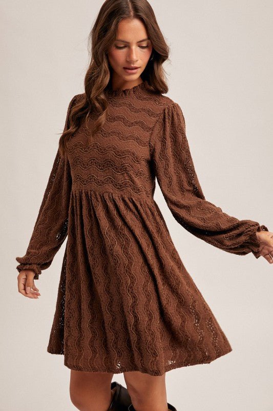 Brushed Lace Dark Mocha Dress - The Nines