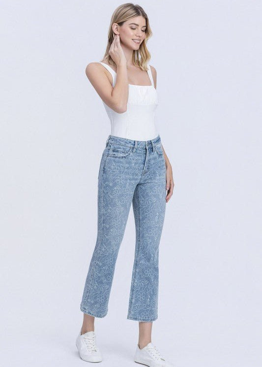 Vervet High Rise Floral Crop Flare - The Nines