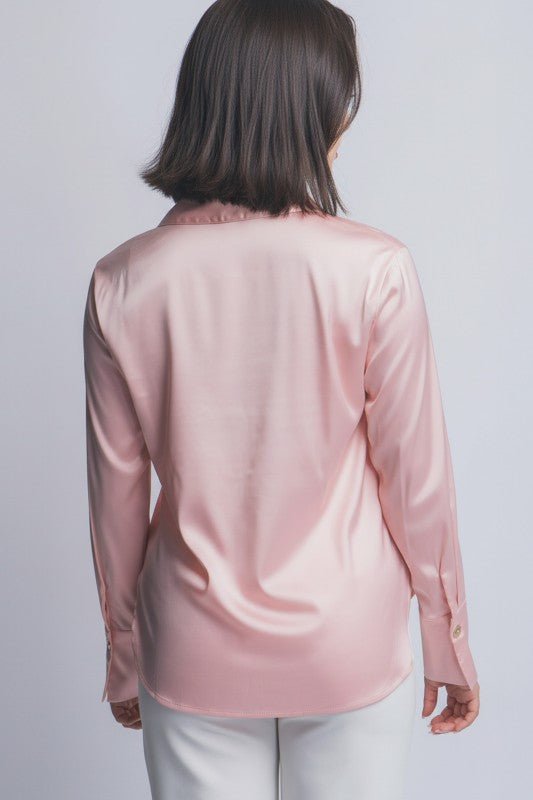 Pink Powder Silky Multi Button Blouse - The Nines