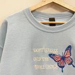 Light Blue Butterfly Embroidered Sweatshirt - The Nines