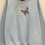 Light Blue Butterfly Embroidered Sweatshirt - The Nines