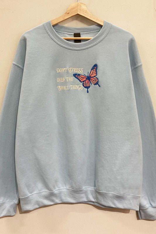 Light Blue Butterfly Embroidered Sweatshirt - The Nines