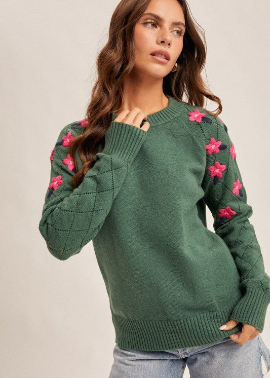 Floral Embroidered Sweaters - 2 Colors! - The Nines