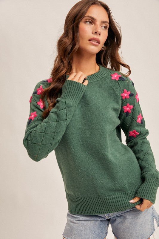 Floral Embroidered Sweaters - 2 Colors! - The Nines