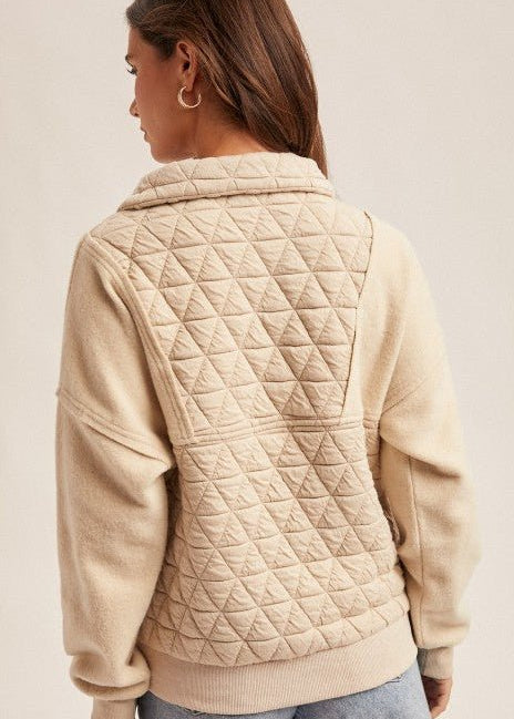 Quilted Contrast Half Zip Pullover - FINAL SALE! - The Nines