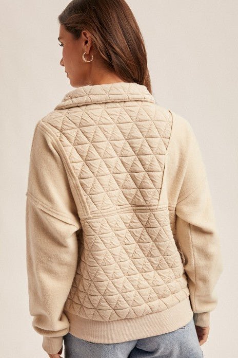 Quilted Contrast Half Zip Pullover - FINAL SALE! - The Nines