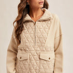 Quilted Contrast Half Zip Pullover - FINAL SALE! - The Nines