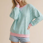 Mint & Fuchsia Lightweight Loose Fit Terry Top - The Nines