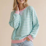 Mint & Fuchsia Lightweight Loose Fit Terry Top - The Nines