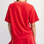 Scuba Piping V - neck Shorts Sleeve Top - 4 Colors! - The Nines