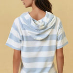 Light Blue Striped Hoodie Top - The Nines
