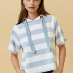 Light Blue Striped Hoodie Top - The Nines