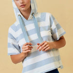 Light Blue Striped Hoodie Top - The Nines