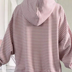 Striped Thumbhole Side Slit Hoodie - The Nines