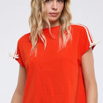 Poppy Red Bow Sleeve Tee - The Nines