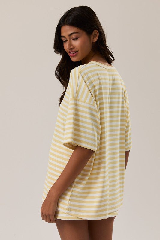 Oversized Yellow Striped Tee - The Nines