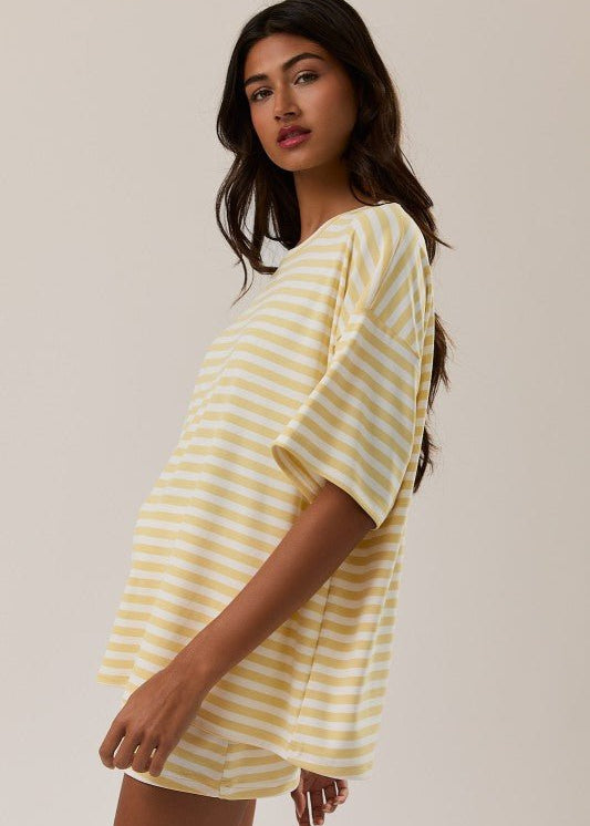 Oversized Yellow Striped Tee - The Nines