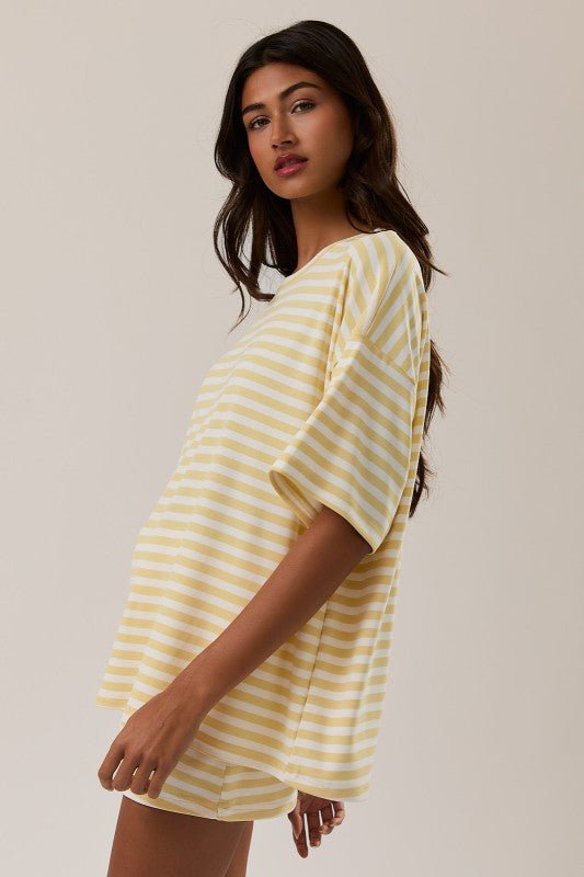 Oversized Yellow Striped Tee - The Nines