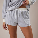 Heather Gray Striped Mid Rise Shorts - The Nines