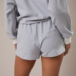 Heather Gray Striped Mid Rise Shorts - The Nines