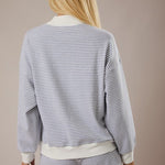 Heather Gray Mocked Striped Crew - The Nines