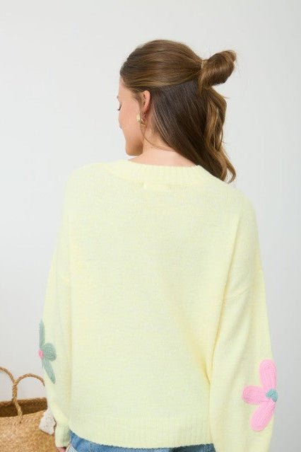 Yellow Crochet Floral Sweater - The Nines