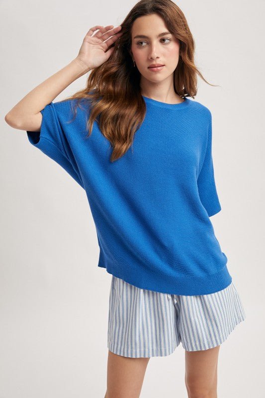 Dolman Short Sleeve Sweater Top - 3 Colors! - The Nines