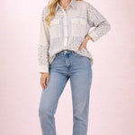 Floral & Stripes Oversized Shacket - The Nines
