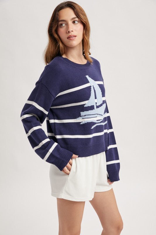 Navy Sailboat Sweater - The Nines