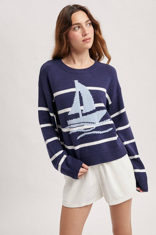 Navy Sailboat Sweater - The Nines