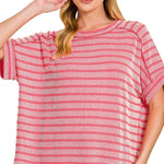 Ribbed Striped Relaxed Tops - 2 Colors! - The Nines