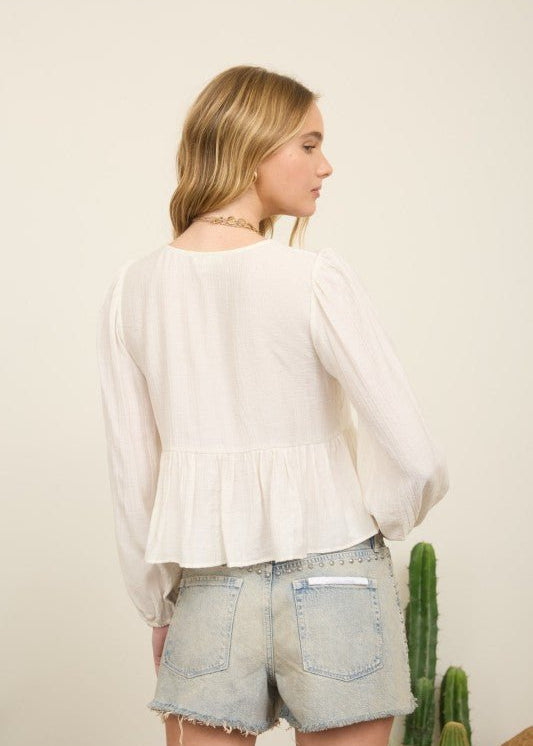 White Floral Eyelet Embroidery Top - The Nines