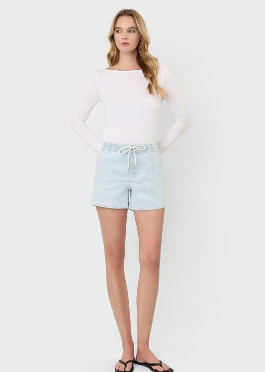 Vervet Pinstriped Drawstring Shorts - The Nines