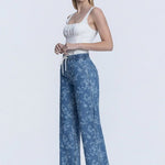Vervet Vintage Floral Drawstring Wide Leg Jean - The Nines