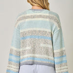 Ice Blue & Gray Multistripe Cardigan - The Nines